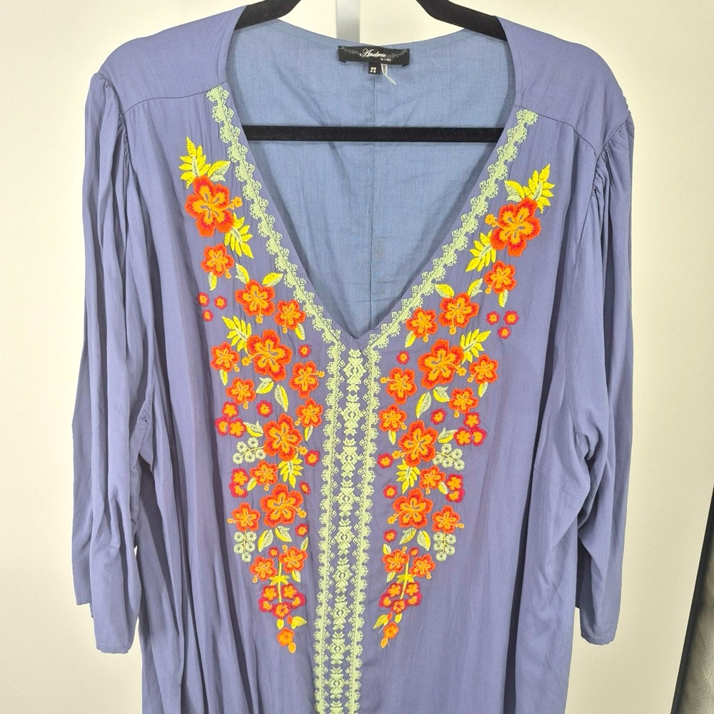 Andree by Unit women’s dress size 3x embroidered blue dress